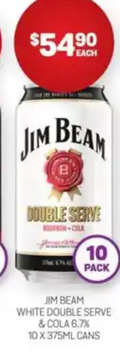 Harry Brown Jim beam white double serve & cola 6.7% offer