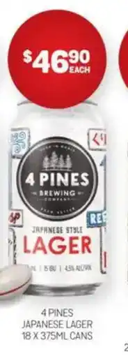 Harry Brown 4 pines japanese lager offer