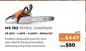 STIHL Ms 182 petrol chainsaw offer