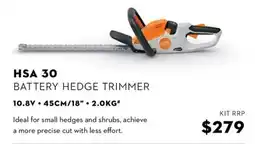 STIHL Hsa 30 battery hedge trimmer offer