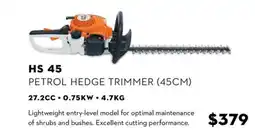 STIHL Hs 45 petrol hedge trimmer (45cm) offer