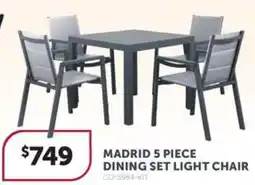 Stratco Madrid 5 piece dining set light chair offer