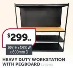 Stratco Heavy duty workstation with pegboard offer