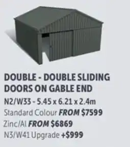 Stratco Double - double sliding doors on gable end offer