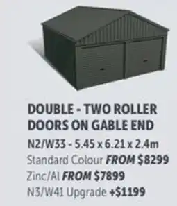 Stratco Double-two roller doors on gable end offer