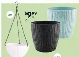 ALDI Rattan Hanging Planter 2pk or Rattan Round Pot offer