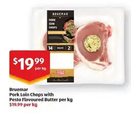 ALDI Pork Loin Chops with Pesto Flavoured Butter per kg offer