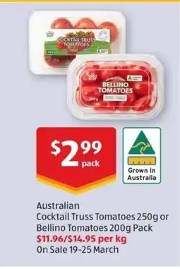 ALDI Cocktail Truss Tomatoes or Bellino Tomatoes Pack offer