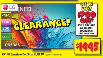 JB Hi-Fi 75" 4K Quantum Dot Smart LED TV offer