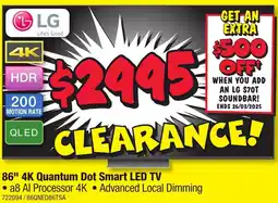 JB Hi-Fi 86" 4K Quantum Dot Smart LED TV offer