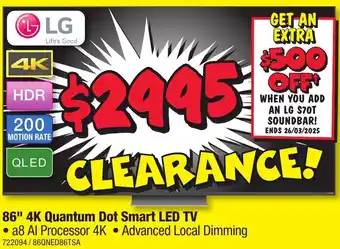 JB Hi-Fi 86" 4K Quantum Dot Smart LED TV offer