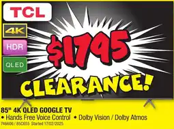 JB Hi-Fi 85" 4k qled google tv offer