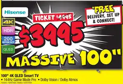 JB Hi-Fi 100" 4K QLED Smart TV offer