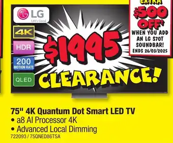 JB Hi-Fi 75" 4K Quantum Dot Smart LED TV offer