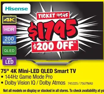 JB Hi-Fi 75" 4K Mini-LED QLED Smart TV offer