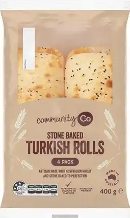 IGA Community Co Stone Baked Turkish Rolls or Turkish Pide 400g offer