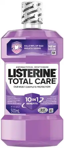 IGA Listerine Total Care Mouthwash 500mL Selected Varieties offer