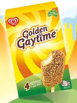 IGA Streets Golden Gaytime Ice Cream 4 Pack Selected Varieties offer