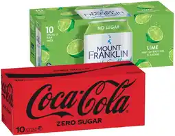 IGA Coca‑Cola, Sprite, Fanta or Mount Franklin Lightly Sparkling Water 10x375mL Selected Varieties offer