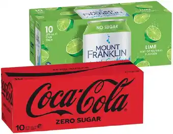 IGA Coca‑Cola, Sprite, Fanta or Mount Franklin Lightly Sparkling Water 10x375mL Selected Varieties offer