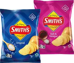 IGA Smith’s Crinkle Cut Chips 150-170g or Double Crunch 150g Selected Varieties offer