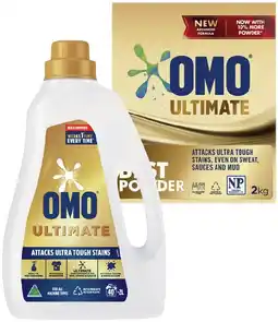 IGA OMO Ultimate Laundry Liquid 2 Litre, Powder 2kg or Capsules 28 Pack Selected Varieties offer