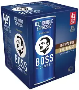 IGA Suntory Boss Coffee 4x237mL Selected Varieties offer