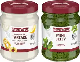 IGA MasterFoods Tartare 220g, Mint Jelly 290g or Seafood Cocktail Sauce 260g offer