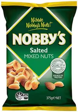 IGA Nobby's Salted Mixed Nuts 375g, Snack Mix 275g or Salted Cashews 150g offer