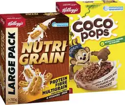 IGA Kellogg’s Cereals Nutri-Grain 765g, Coco Pops 650g or Froot Loops 460g offer