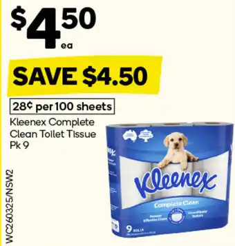 Woolworths Kleenex Complete Clean Toilet Tissue offer