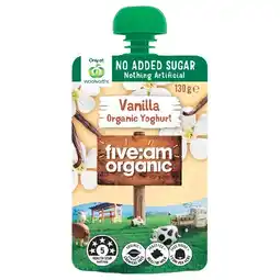 Woolworths Five:am Organic Kids No Added Sugar Yoghurt Pouch 130g offer