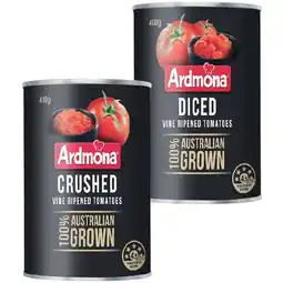 Woolworths Ardmona Crushed or Diced Tomatoes 400-410g offer