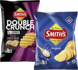 Coles Smith's Crinkle Cut or Double Crunch Potato Chips 150g-170g offer