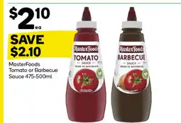 Woolworths MasterFoods Tomato or Barbecue Sauce offer