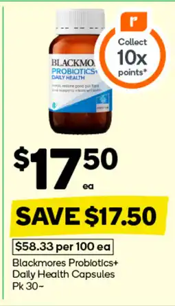 Woolworths Blackmores Probiotics+ Daily Health Capsules offer