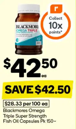 Woolworths Blackmores Omega Triple Super Strength Fish Oil Capsules offer