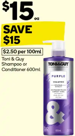 Woolworths Toni & Guy Shampoo or Conditioner offer