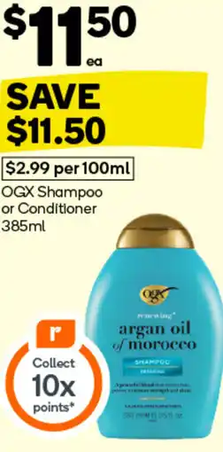 Woolworths OGX Shampoo or Conditioner offer