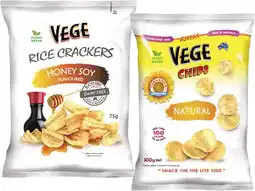 Coles Vege Chips 100g or Rice Crackers 75g offer