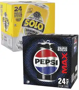 Coles Pepsi Max or Solo Soft Drink 24x375mL offer