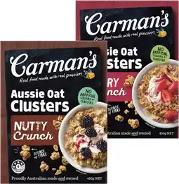 Coles Carman's Aussie Oat Crunchy Clusters 450g offer