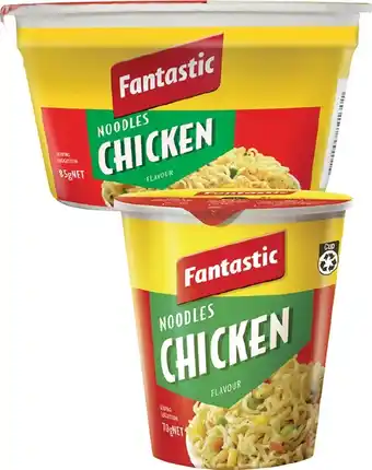 Coles Fantastic Noodle Cup or Bowl 70g-85g offer