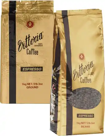 Coles Vittoria Espresso Coffee Beans or Ground 1kg offer