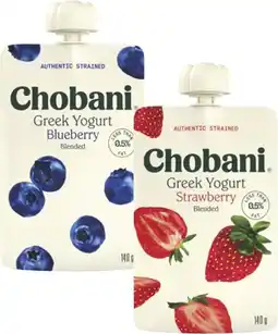 Coles Chobani Greek Yogurt Pouch 140g offer