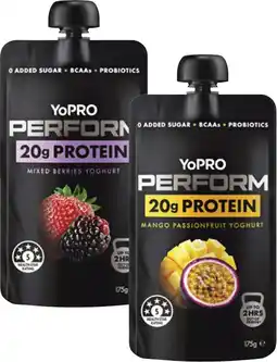 Coles Danone YoPRO Perform Yoghurt Pouch 175g offer