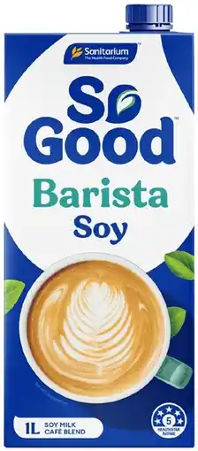 Coles Sanitarium So Good Barista Soy Milk 1 Litre offer