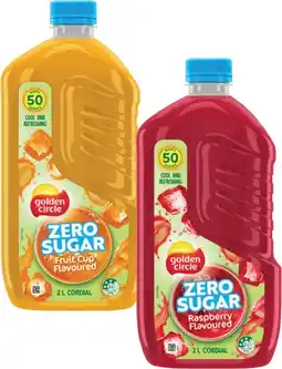 Coles Golden Circle Zero Sugar Cordial 2 Litre offer