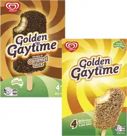 Coles Streets Golden Gaytime Sticks 4 Pack 400mL offer