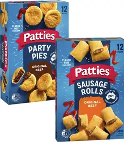 Coles Patties Party Meat Pies or Sausage Rolls 12 Pack 450g-560g offer